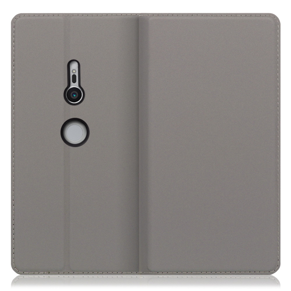 LOOF SKIN SLIM Xperia XZ2 / SO-03K / SOV37 用 [グレー] 薄い 軽量 手帳型ケース カード収納 幅広ポケット ベルトなし