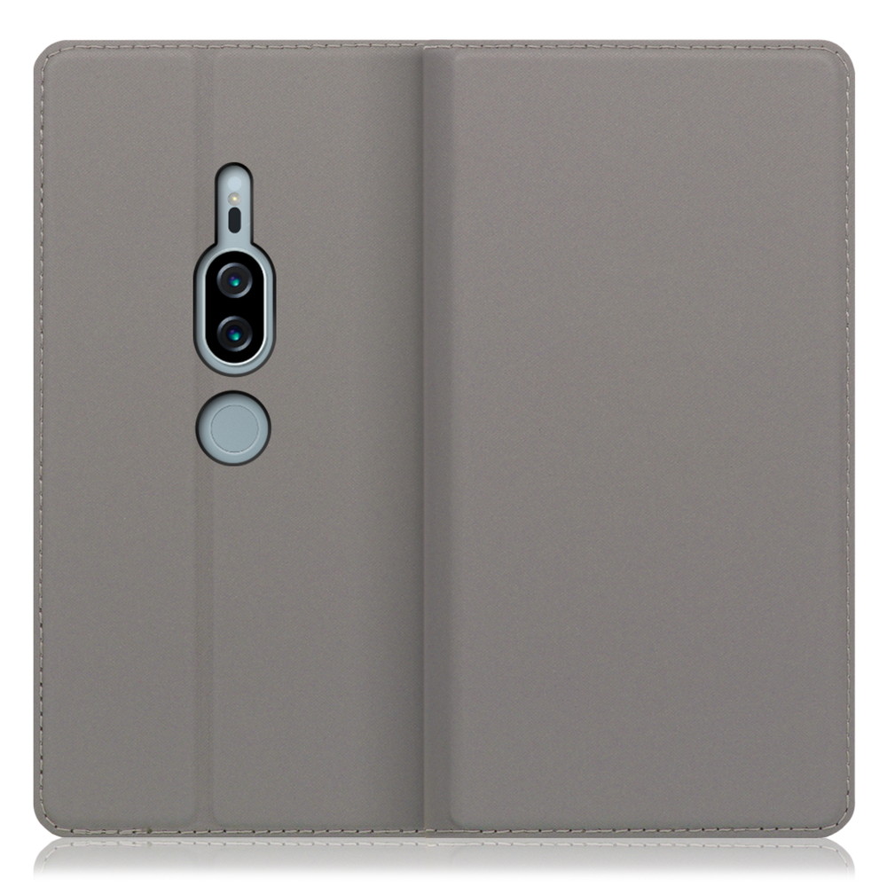 LOOF SKIN SLIM Xperia XZ2 Premium / SO-04K / SOV38 用 [グレー] 薄い 軽量 手帳型ケース カード収納 幅広ポケット ベルトなし