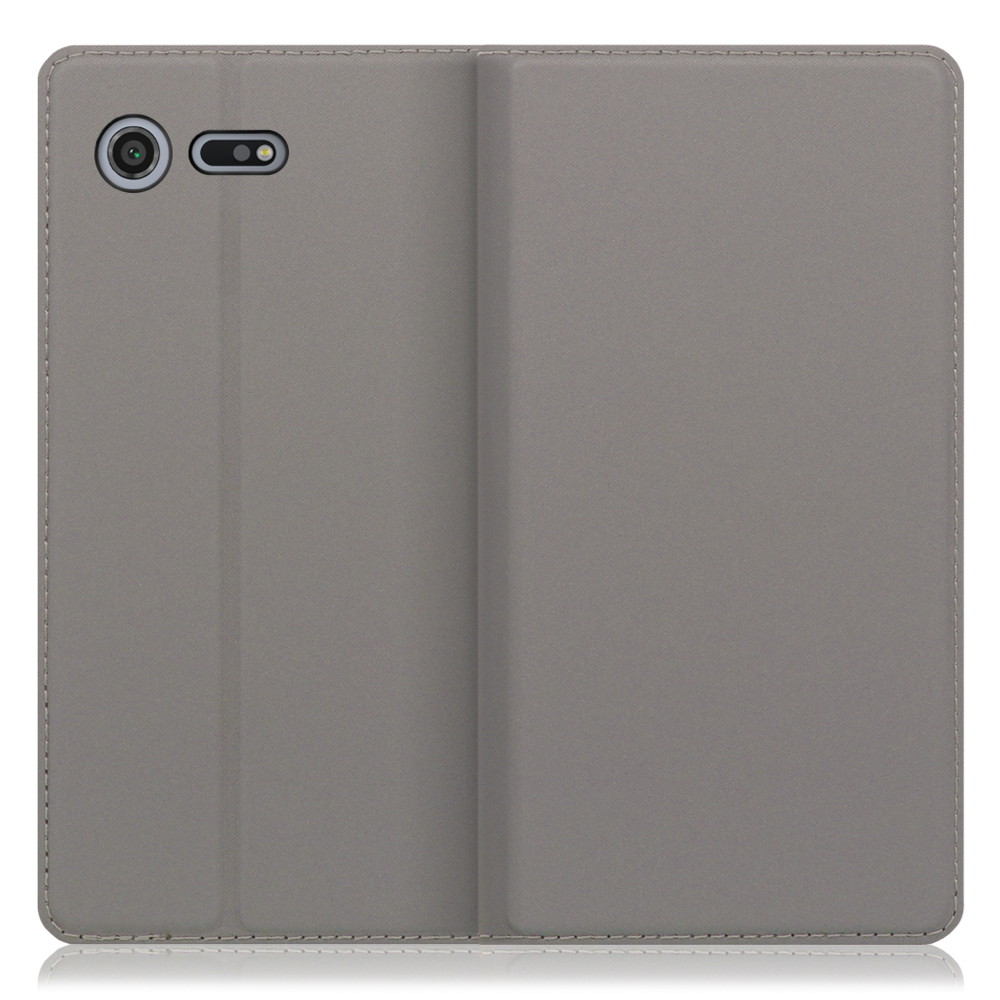 LOOF SKIN SLIM Xperia XZ Premium / SO-04J 用 [グレー] 薄い 軽量 手帳型ケース カード収納 幅広ポケット ベルトなし