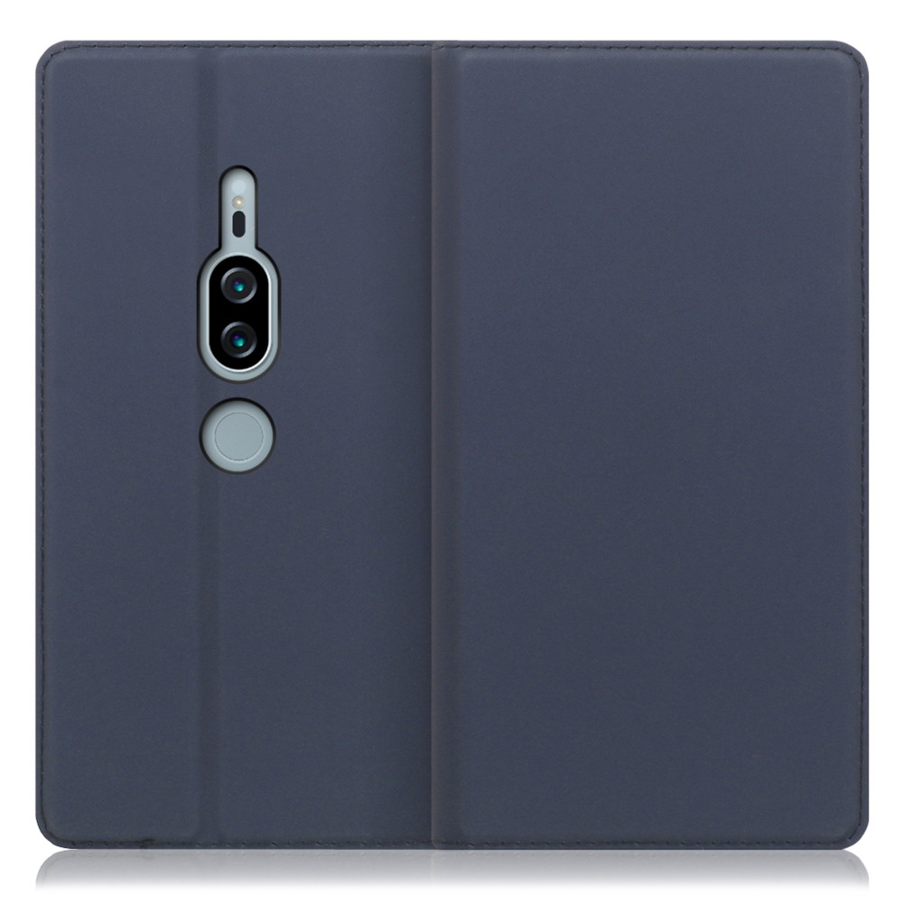 LOOF SKIN SLIM Xperia XZ2 Premium / SO-04K / SOV38 用 [ネイビー] 薄い 軽量 手帳型ケース カード収納 幅広ポケット ベルトなし