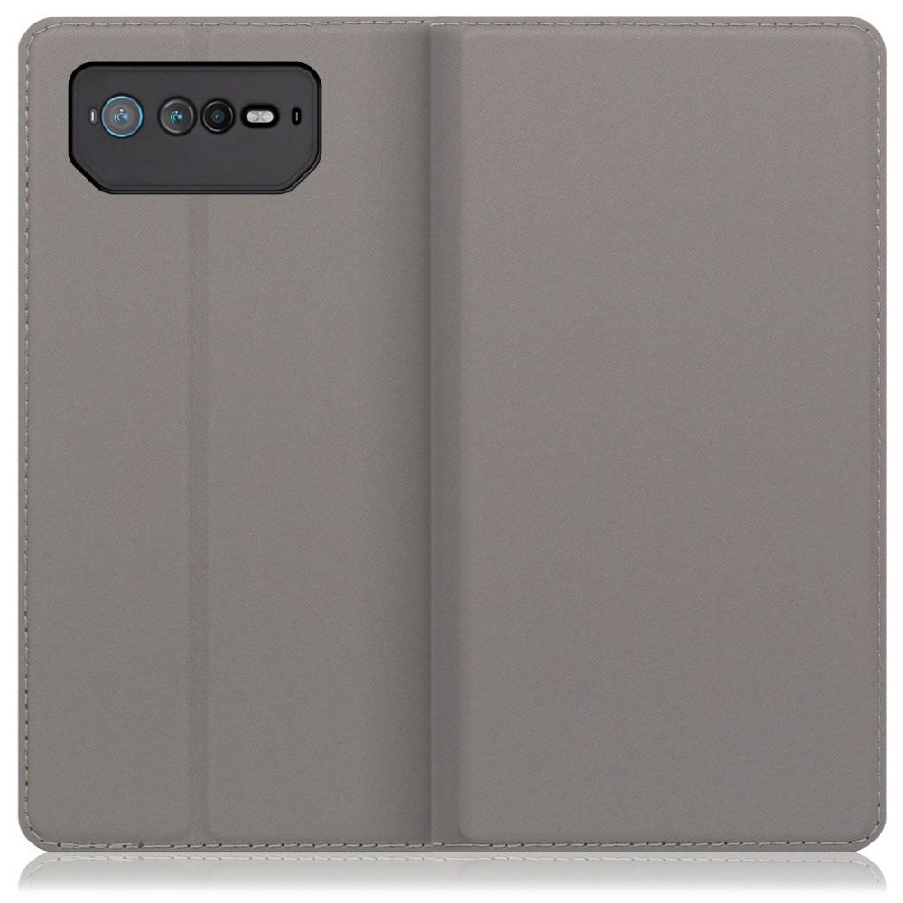 LOOF Skin slim Series ASUS ROG Phone 6 / 6 Pro 用 [グレー] 薄い 軽量 手帳型ケース カード収納 幅広ポケット ベルトなし