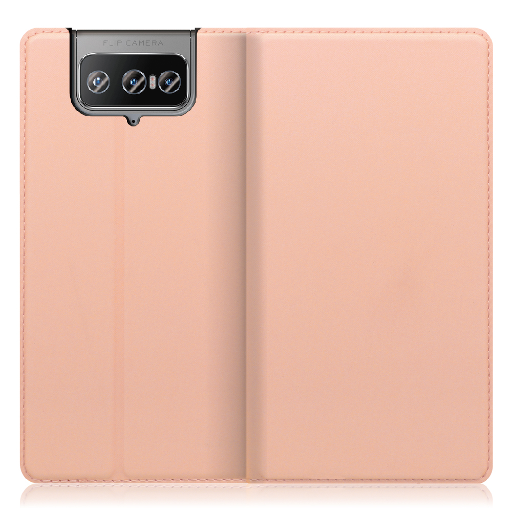 LOOF Skin slim ASUS Zenfone 8 Flip 用 [アンバーローズ] 薄い 軽量 手帳型ケース カード収納 幅広ポケット ベルトなし