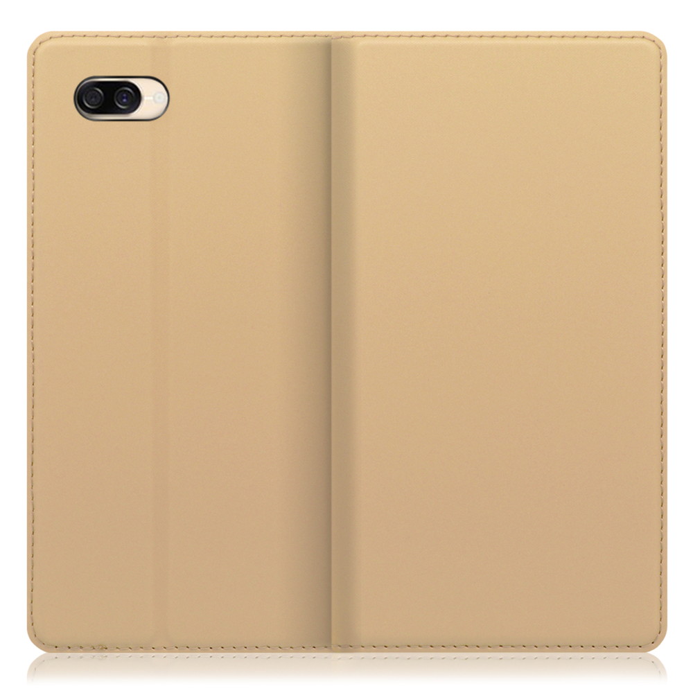LOOF Skin slim ZenFone 4 Max / ZC520KL 用 [ゴールド] 薄い 軽量 手帳型ケース カード収納 幅広ポケット ベルトなし