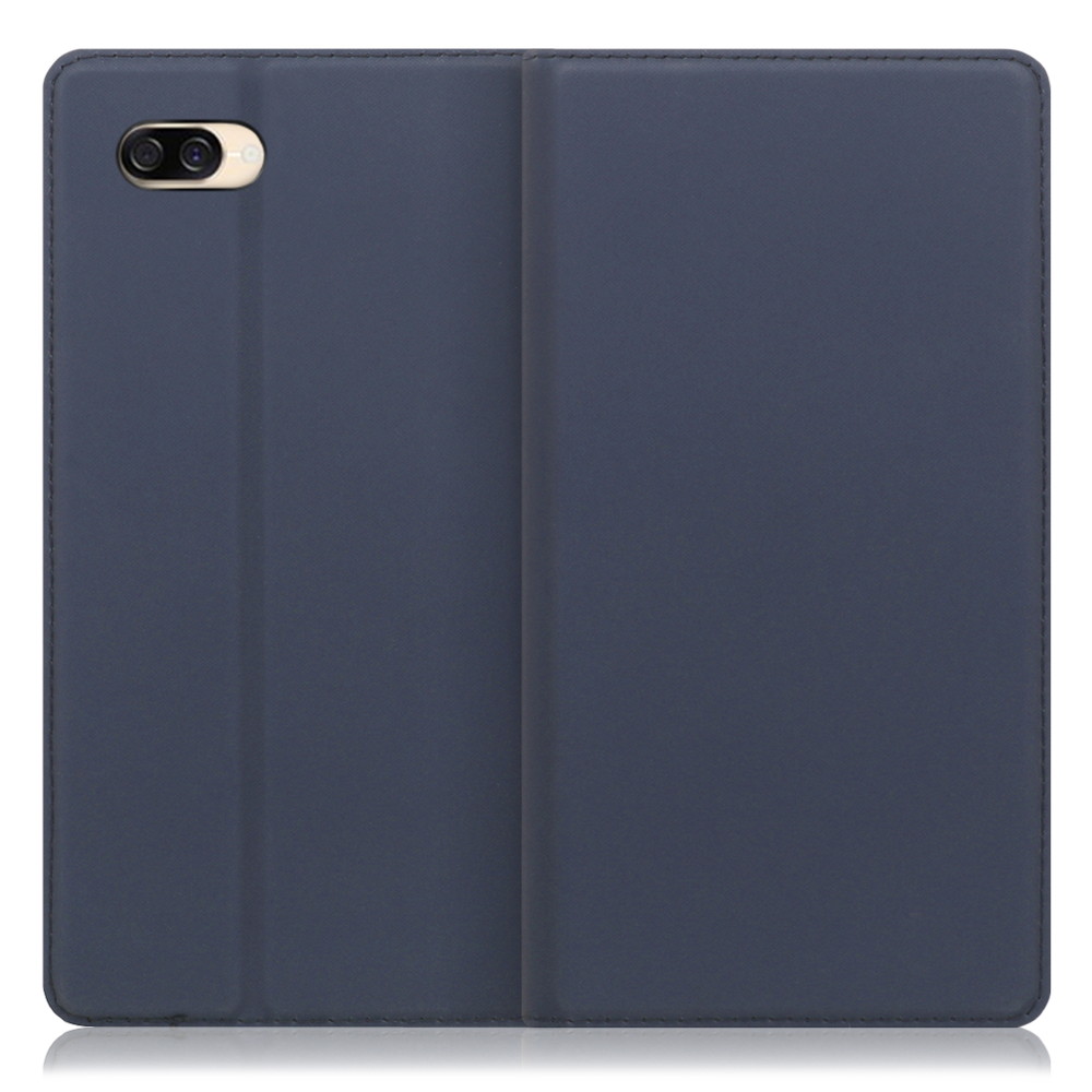 LOOF Skin slim ZenFone 4 Max / ZC520KL 用 [ネイビー] 薄い 軽量 手帳型ケース カード収納 幅広ポケット ベルトなし