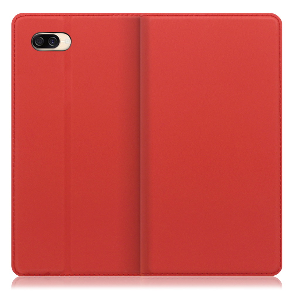 LOOF Skin slim ZenFone 4 Max / ZC520KL 用 [レッド] 薄い 軽量 手帳型ケース カード収納 幅広ポケット ベルトなし