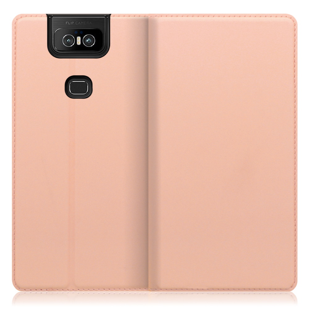 LOOF Skin slim ZenFone 6 / ZS630KL 用 [アンバーローズ] 薄い 軽量 手帳型ケース カード収納 幅広ポケット ベルトなし