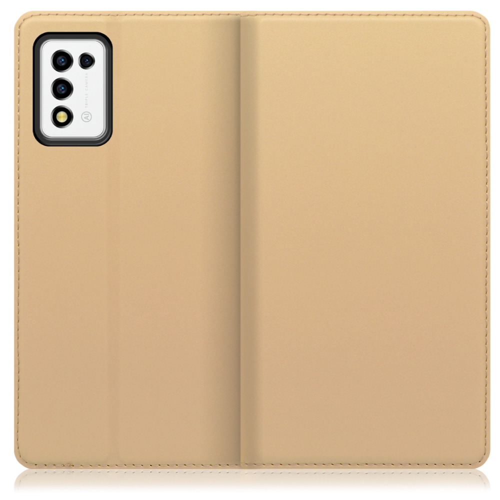 LOOF Skin slim Series Libero 5G III / A202ZT 用 [ゴールド] 薄い 軽量 手帳型ケース カード収納 幅広ポケット ベルトなし