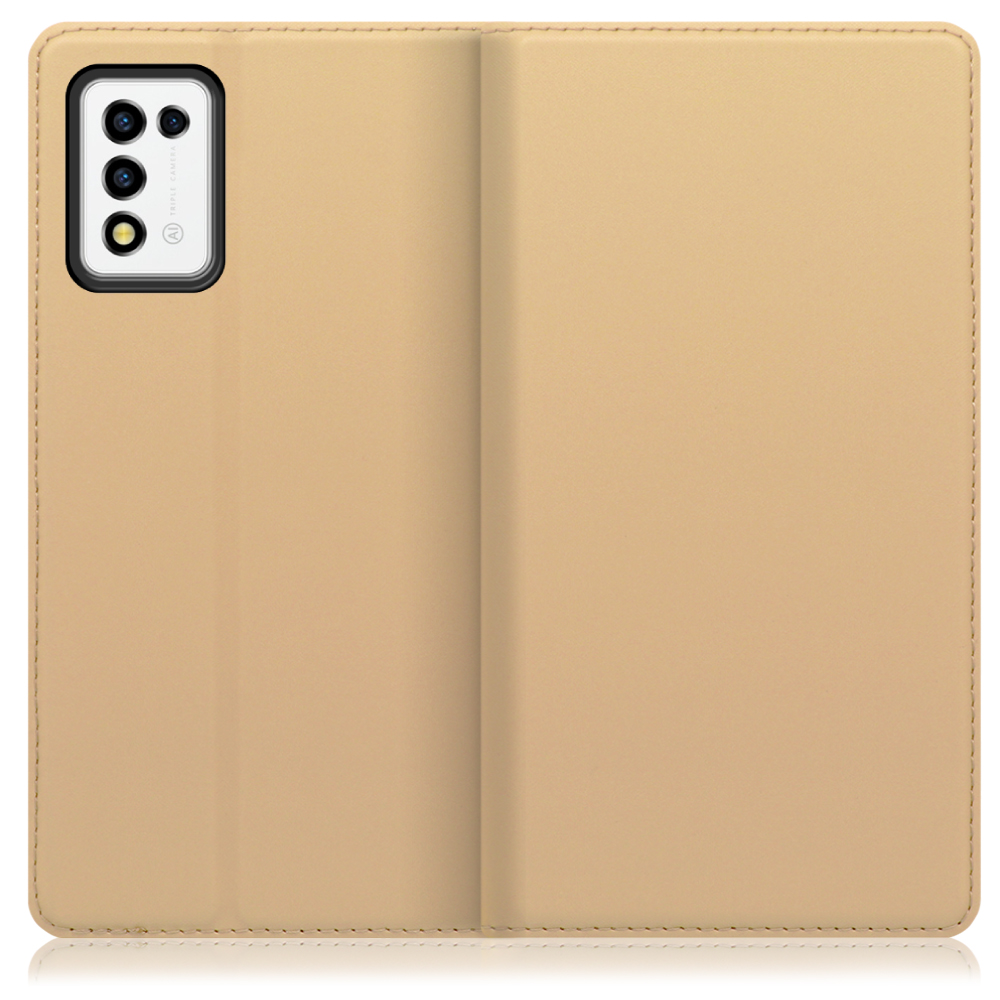 LOOF Skin slim Series Libero 5G III / A202ZT 用 [ゴールド] 薄い 軽量 手帳型ケース カード収納 幅広ポケット ベルトなし