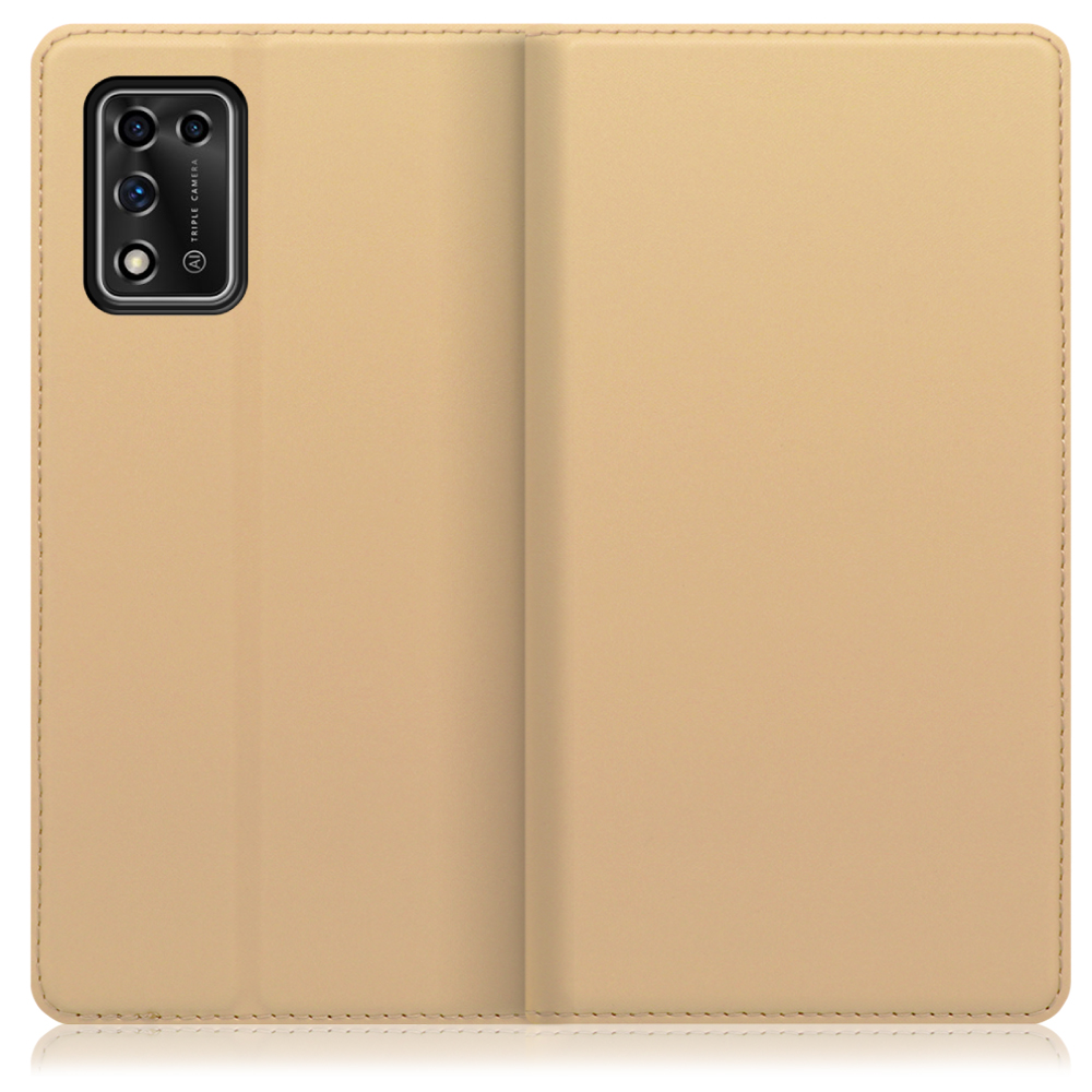 LOOF SKIN SLIM ZTE Libero 5G II [ゴールド] 薄い 軽量 手帳型ケース カード収納 幅広ポケット ベルトなし