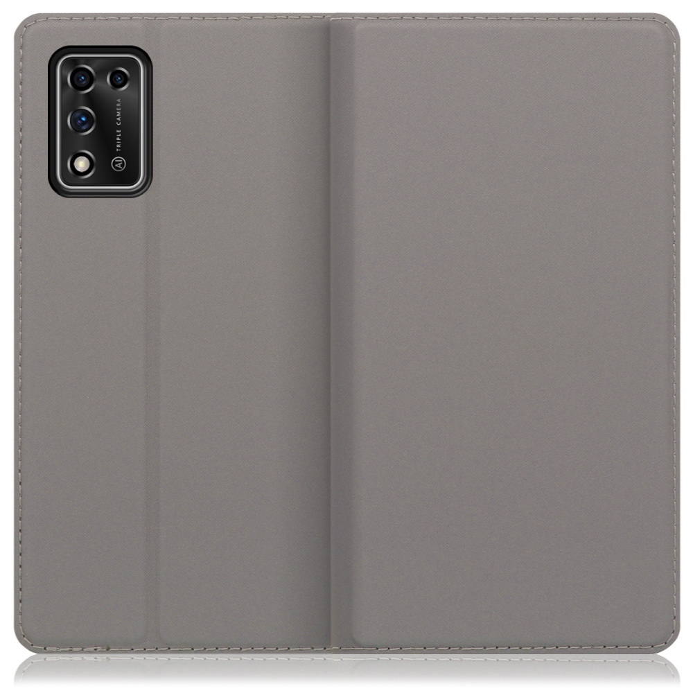LOOF SKIN SLIM ZTE Libero 5G II [グレー] 薄い 軽量 手帳型ケース カード収納 幅広ポケット ベルトなし