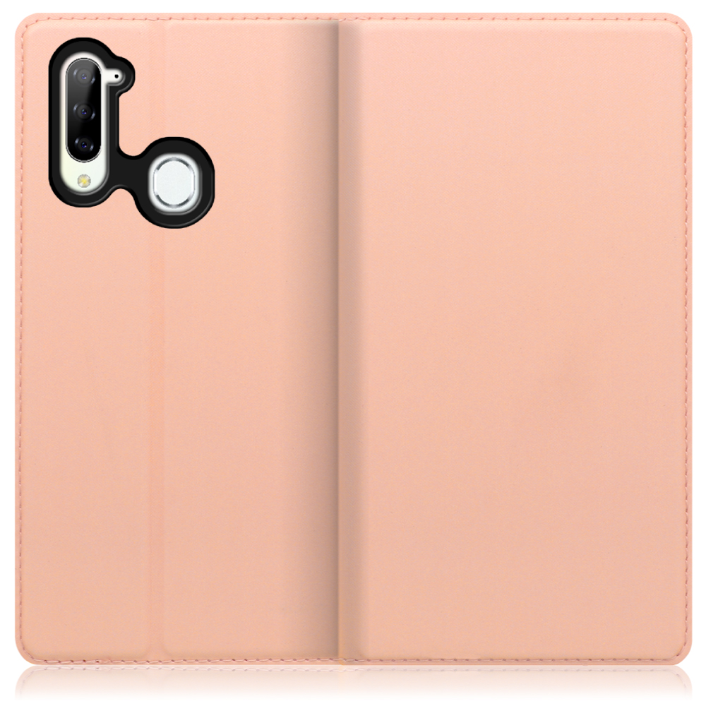 LOOF Skin slim Libero 5G 用 [アンバーローズ] 薄い 軽量 手帳型ケース カード収納 幅広ポケット ベルトなし