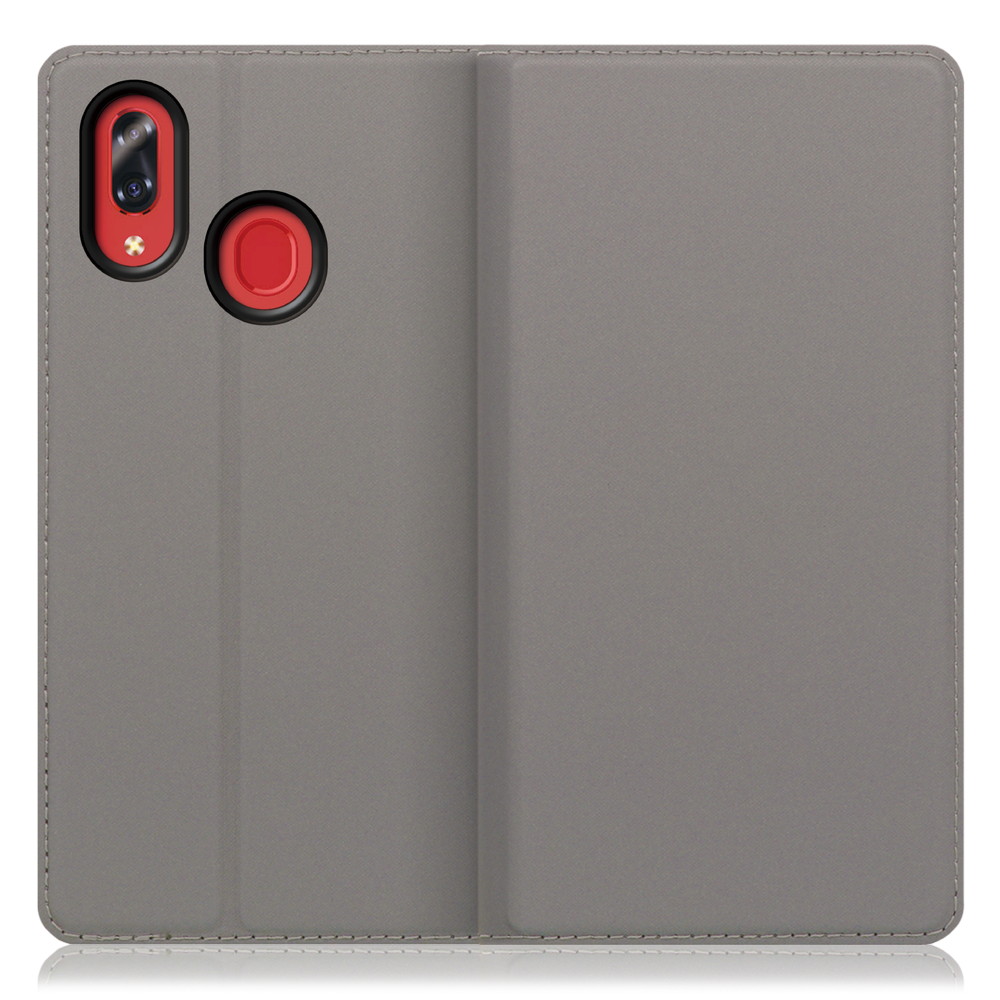 LOOF Skin slim Libero S10 用 [グレー] 薄い 軽量 手帳型ケース カード収納 幅広ポケット ベルトなし