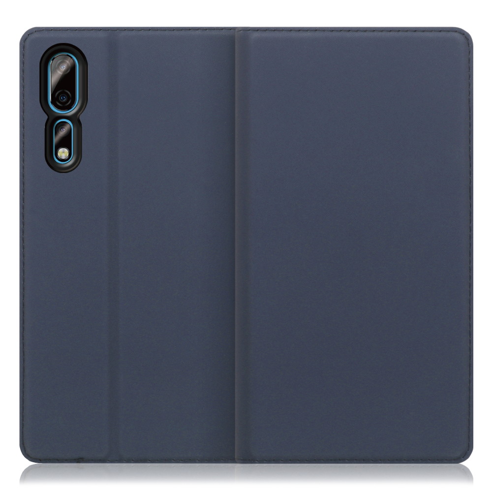 LOOF Skin slim Axon 10 Pro 5G 用 [ネイビー] 薄い 軽量 手帳型ケース カード収納 幅広ポケット ベルトなし