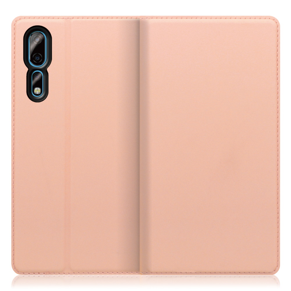 LOOF Skin slim Axon 10 Pro 5G 用 [アンバーローズ] 薄い 軽量 手帳型ケース カード収納 幅広ポケット ベルトなし
