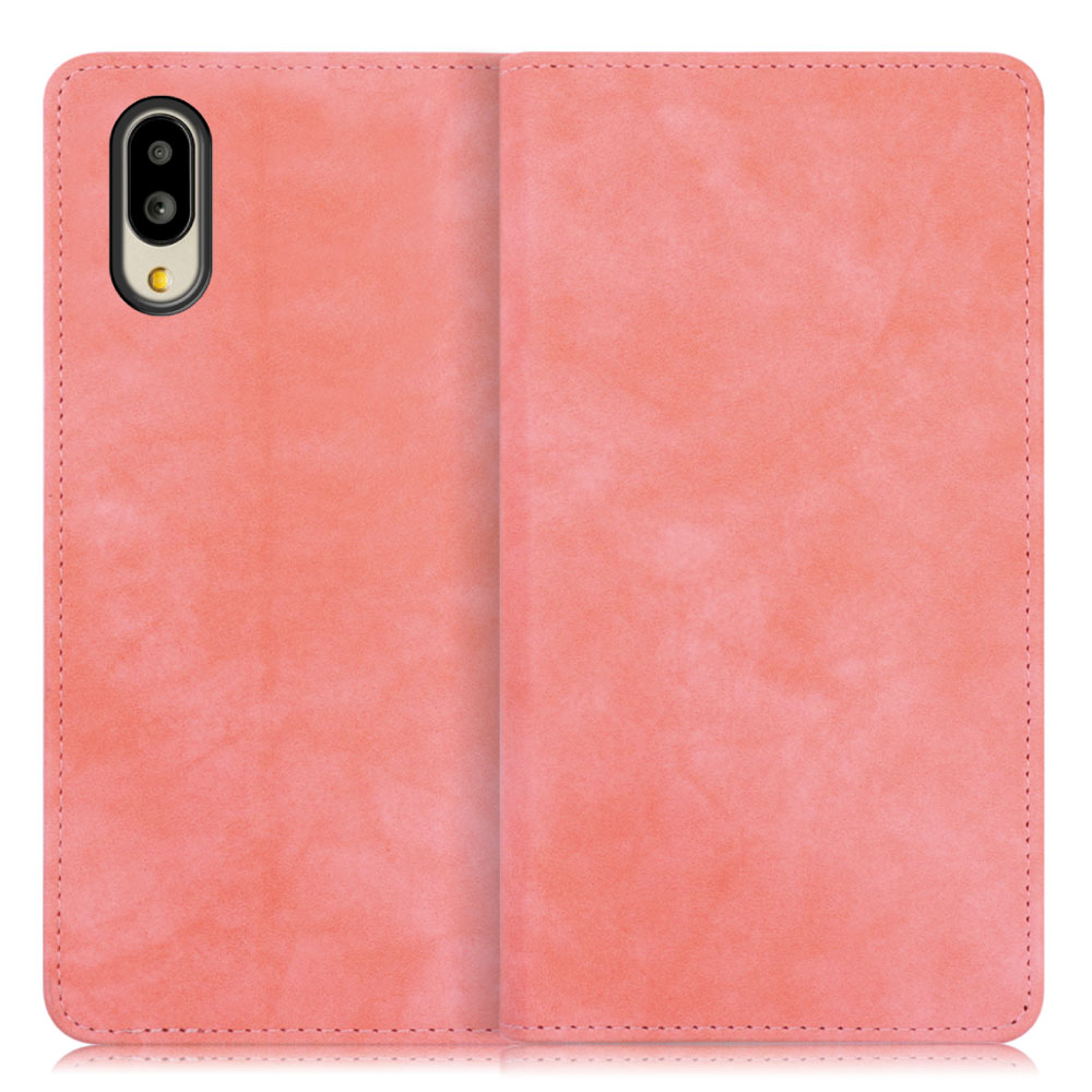 LOOF VINTAGE AQUOS シンプルスマホ6 用  [ピンク] ヴィンテージカラー シンプル 手帳型ケース カード収納 幅広ポケット ベルトなし