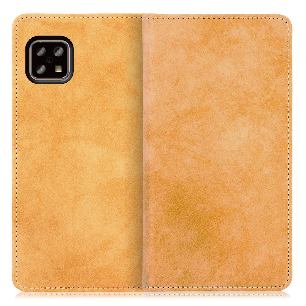 LooCo Official Shop LOOF VINTAGE AQUOS sense4 やさしいスマホ2 sense4 lite  sense4 basic sense5G SH-41A SH-53A SHG03 用 [キャメル] ヴィンテージカラー シンプル 手帳型ケース  カード収納 幅広ポケット ベルトなし