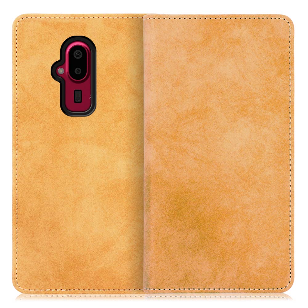 LOOF VINTAGE FUJITSU らくらくスマートフォン F-52B用 [キャメル] ヴィンテージカラー シンプル 手帳型ケース カード収納 幅広ポケット ベルトなし