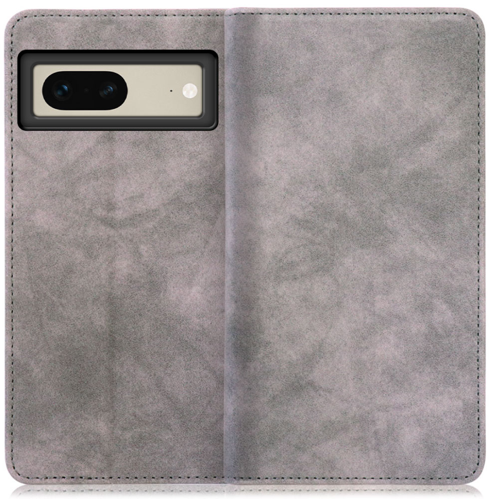 LOOF VINTAGE Series Google Pixel 7  用  [グレー]  ヴィンテージカラー シンプル 手帳型ケース カード収納 幅広ポケット ベルトなし