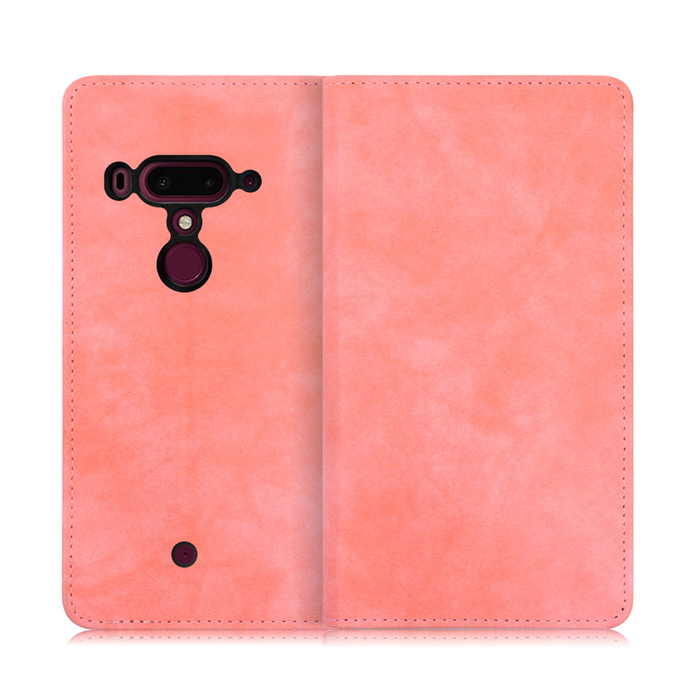 LOOF VINTAGE HTC U12+ 用  [ピンク] ヴィンテージカラー シンプル 手帳型ケース カード収納 幅広ポケット ベルトなし