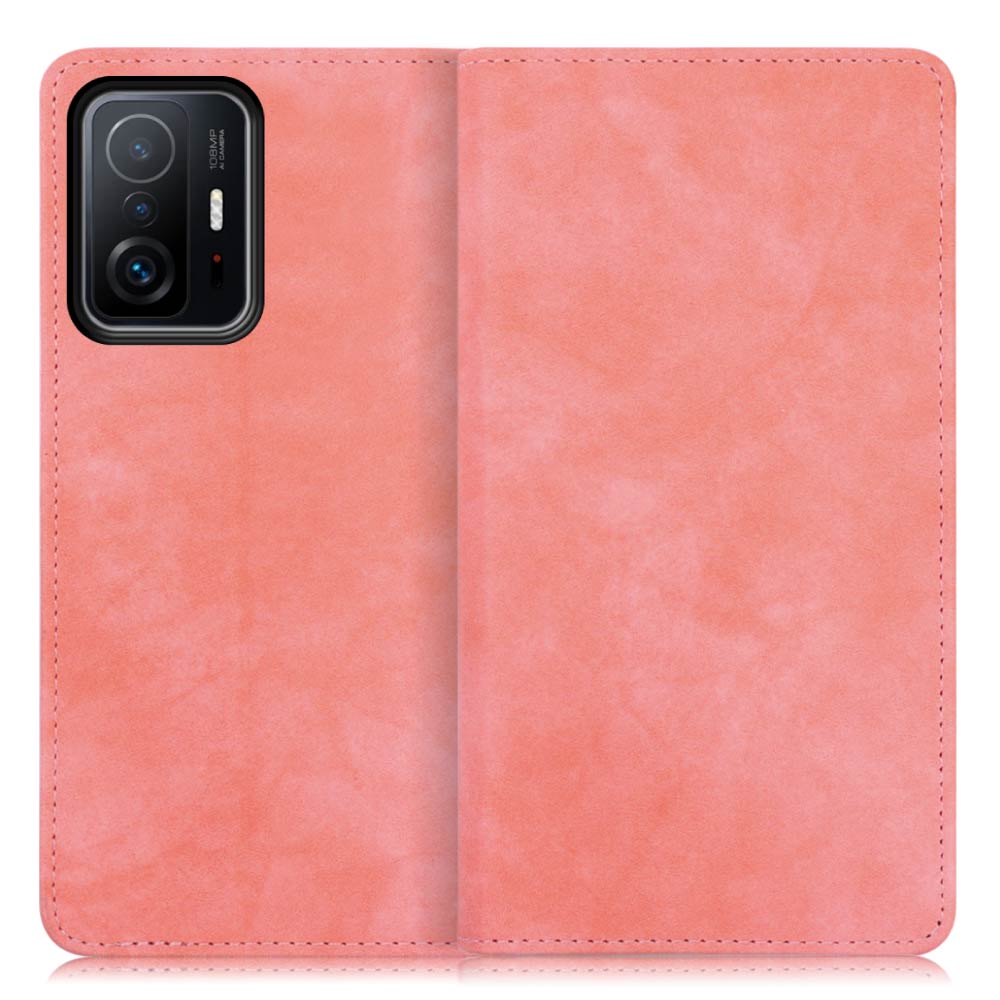 LOOF VINTAGE Xiaomi 11T / 11T Pro 用  [ピンク] ヴィンテージカラー シンプル 手帳型ケース カード収納 幅広ポケット ベルトなし