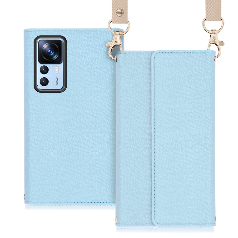LOOF Strap Series Xiaomi 12T Pro シャオミー 用 [ブルー] 両手が使える ネックストラップ  手帳型ケース ショルダー ロングストラップ付きケース カード収納 幅広ポケット