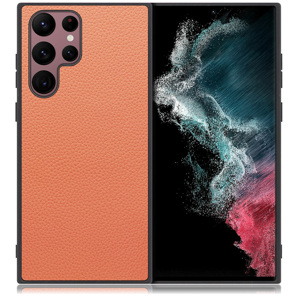 LOOF LUXURY-SHELL Series Galaxy S22 Ultra SC-52C / SCG14 用 [フラミンゴ] 薄い 軽量 背面 本革 ケース カバー シンプル スマホケース スマホカバー