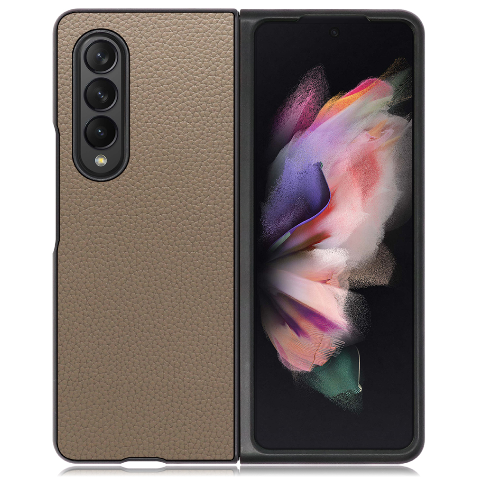 LOOF LUXURY-SHELL Series Galaxy Z Fold3 5G / SC-55B / SCG11 用 [グレージュ] 薄い 軽量 背面 本革 ケース カバー シンプル スマホケース スマホカバー