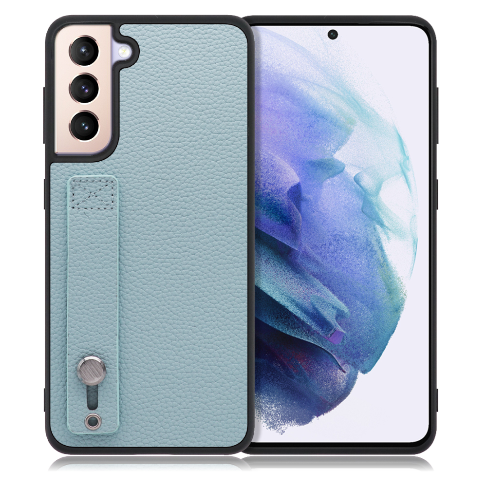 LOOF HOLD-SHELL Series Galaxy S21 5G / SC-51B / SCG09 用 [スカイブルー] 薄い 軽量 背面 本革 ケース 固定 ベルト カバー シンプル スマホケース スマホカバー