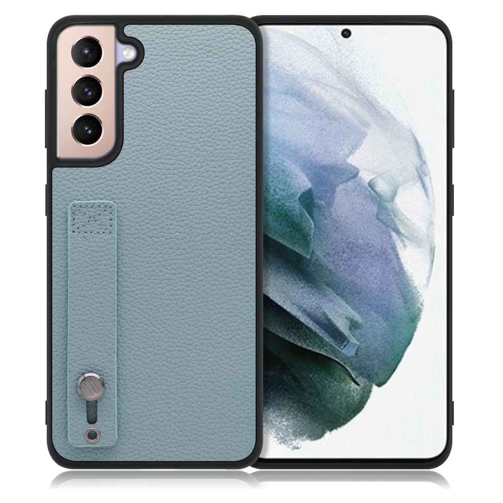 LOOF HOLD-SHELL Series Galaxy S21+ 5G / SCG10 用 [スカイブルー] 薄い 軽量 背面 本革 ケース 固定 ベルト カバー シンプル スマホケース スマホカバー