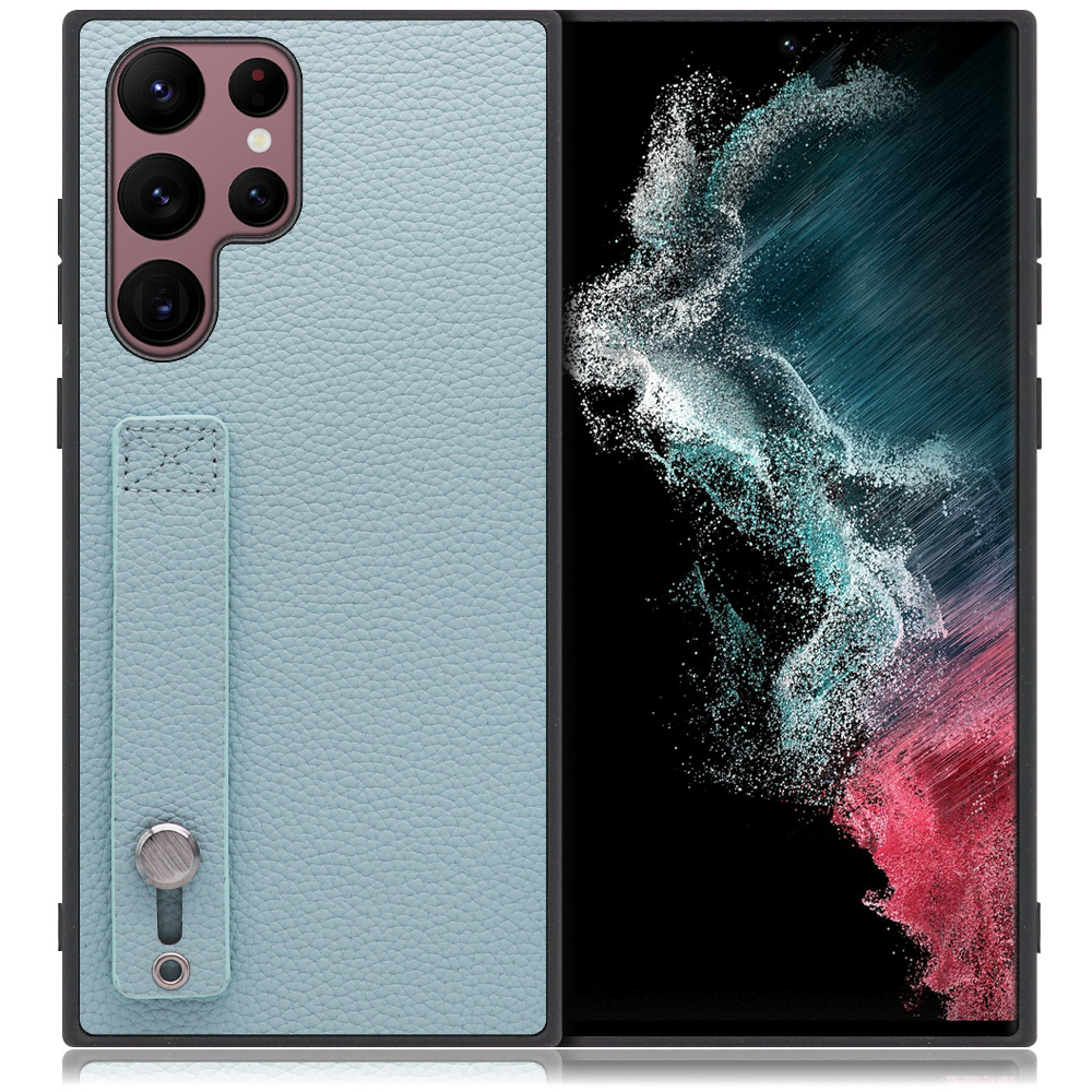 LOOF HOLD-SHELL Galaxy S22 Ultra SC-52C / SCG14 用 [スカイブルー] 薄い 軽量 背面 本革 ケース 固定 ベルト カバー シンプル スマホケース スマホカバー