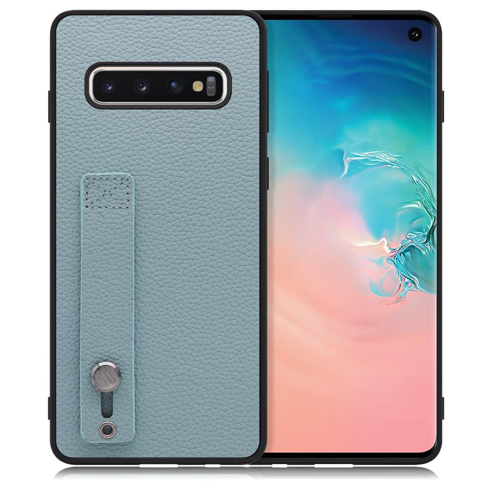 LOOF HOLD-SHELL Series Galaxy S10 / SC-03L / SCV41 用 [スカイブルー] 薄い 軽量 背面 本革 ケース 固定 ベルト カバー シンプル スマホケース スマホカバー