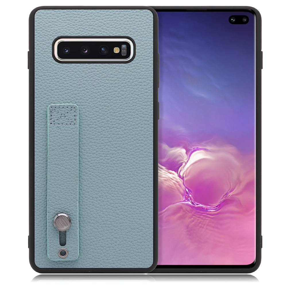 LOOF HOLD-SHELL Series Galaxy S10+ / SC-04L / SCV42 用 [スカイブルー] 薄い 軽量 背面 本革 ケース 固定 ベルト カバー シンプル スマホケース スマホカバー