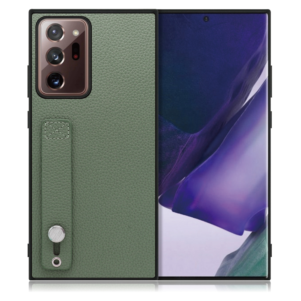 LOOF HOLD-SHELL Galaxy Note 20 Ultra 5G / SC-53A / SCG06 用 [ダルグリーン] 薄い 軽量 背面 本革 ケース 固定 ベルト カバー シンプル スマホケース スマホカバー