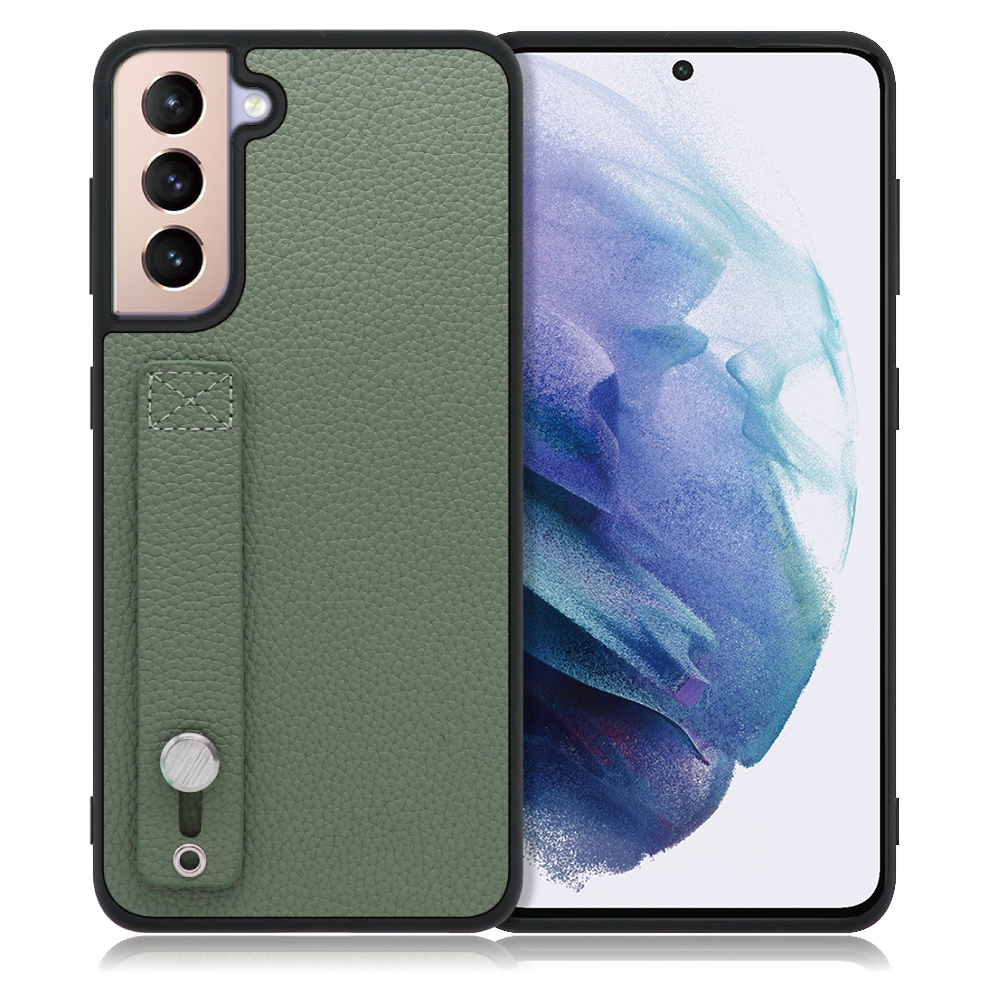 LOOF HOLD-SHELL Series Galaxy S21 5G / SC-51B / SCG09 用 [ダルグリーン] 薄い 軽量 背面 本革 ケース 固定 ベルト カバー シンプル スマホケース スマホカバー