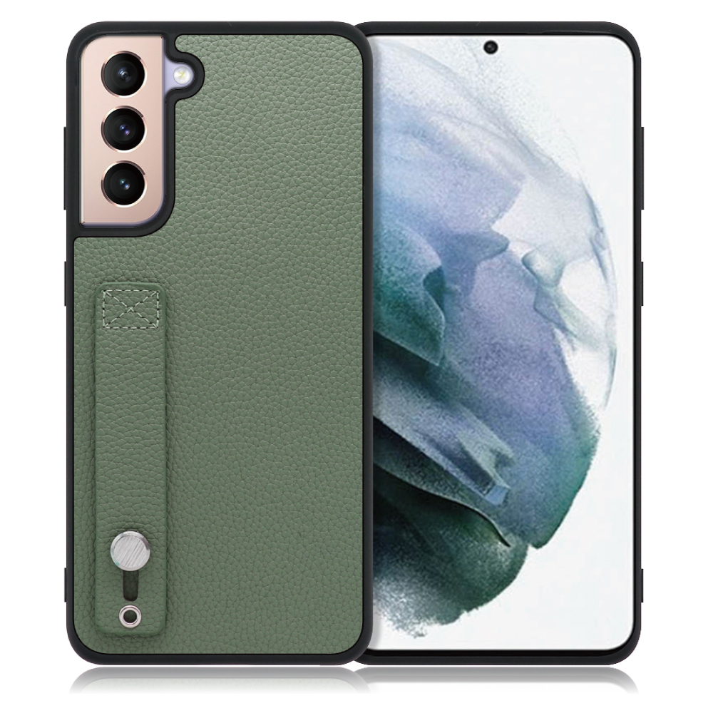 LOOF HOLD-SHELL Series Galaxy S21+ 5G / SCG10 用 [ダルグリーン] 薄い 軽量 背面 本革 ケース 固定 ベルト カバー シンプル スマホケース スマホカバー