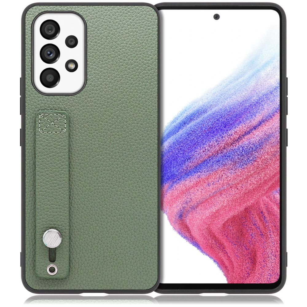 LooCo Official Shop LOOF HOLD-SHELL Series Galaxy A53 5G SCG15 SC-53C  用 [ダルグリーン] 薄い 軽量 背面 本革 ケース 固定 ベルト カバー シンプル スマホケース スマホカバー