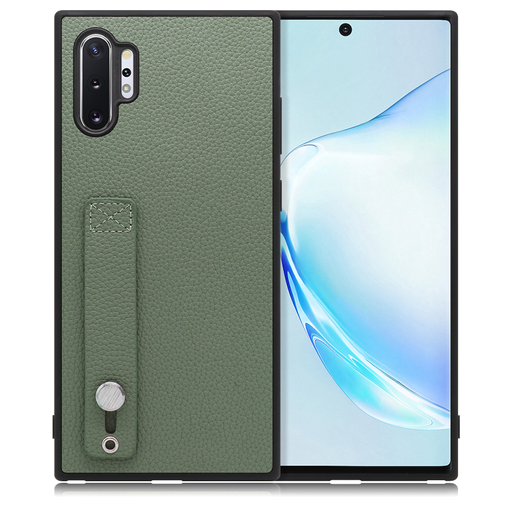 LOOF HOLD-SHELL Galaxy Note10+ / SC-01M / SCV45 用 [ダルグリーン] 薄い 軽量 背面 本革 ケース 固定 ベルト カバー シンプル スマホケース スマホカバー