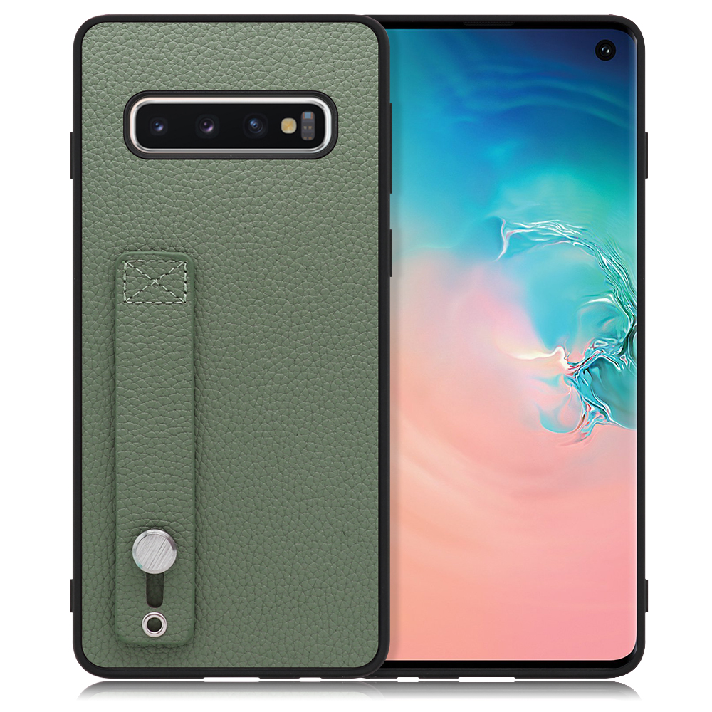LOOF HOLD-SHELL Series Galaxy S10 / SC-03L / SCV41 用 [ダルグリーン] 薄い 軽量 背面 本革 ケース 固定 ベルト カバー シンプル スマホケース スマホカバー