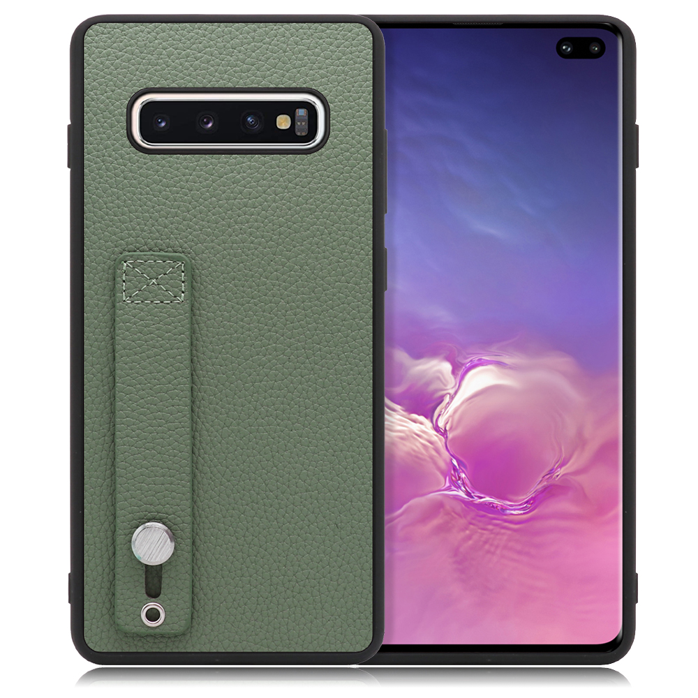 LOOF HOLD-SHELL Series Galaxy S10+ / SC-04L / SCV42 用 [ダルグリーン] 薄い 軽量 背面 本革 ケース 固定 ベルト カバー シンプル スマホケース スマホカバー