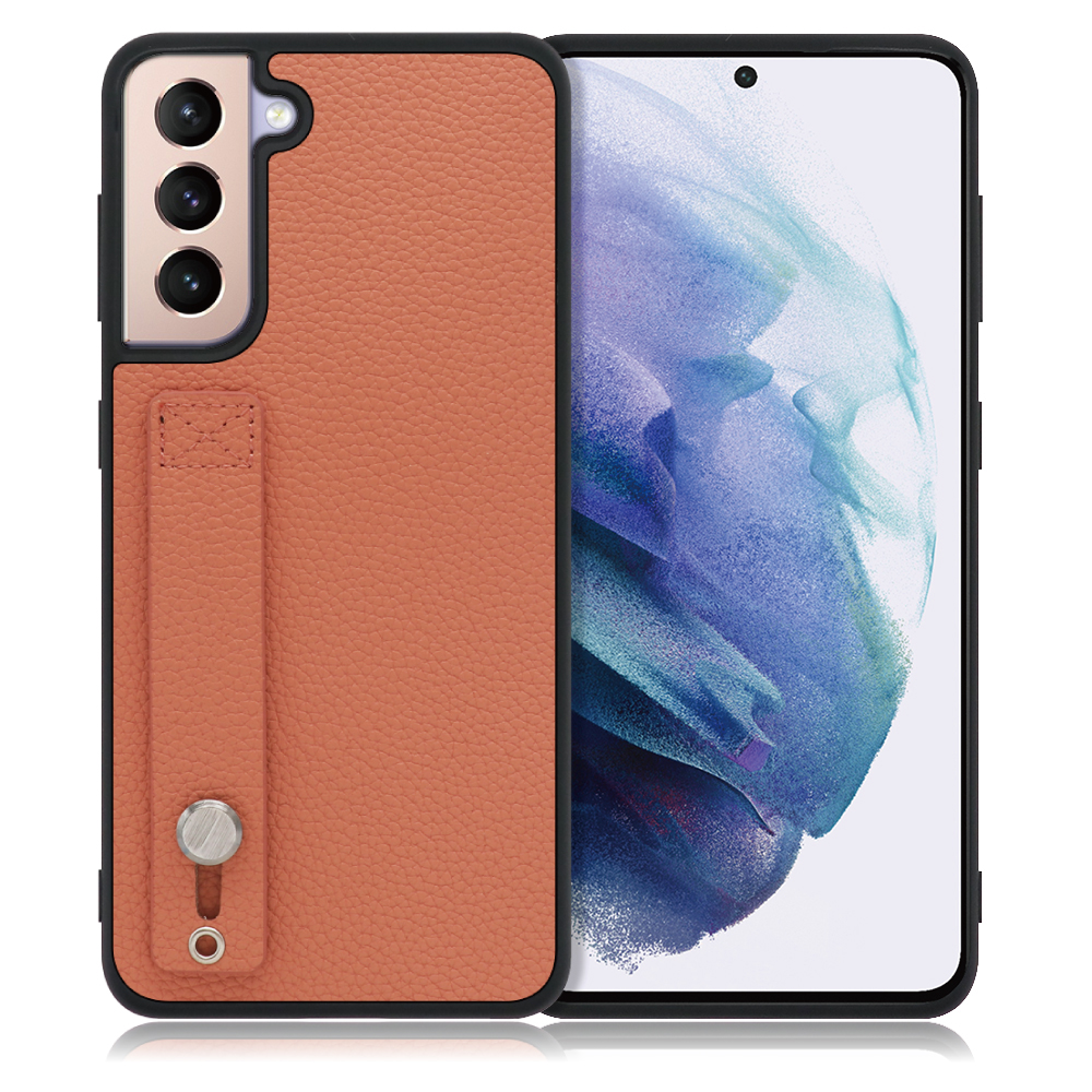 LOOF HOLD-SHELL Series Galaxy S21 5G / SC-51B / SCG09 用 [フラミンゴ] 薄い 軽量 背面 本革 ケース 固定 ベルト カバー シンプル スマホケース スマホカバー