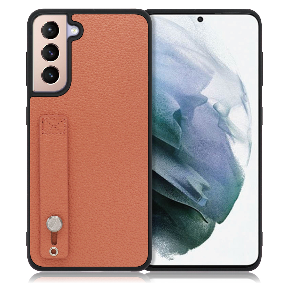 LOOF HOLD-SHELL Series Galaxy S21+ 5G / SCG10 用 [フラミンゴ] 薄い 軽量 背面 本革 ケース 固定 ベルト カバー シンプル スマホケース スマホカバー