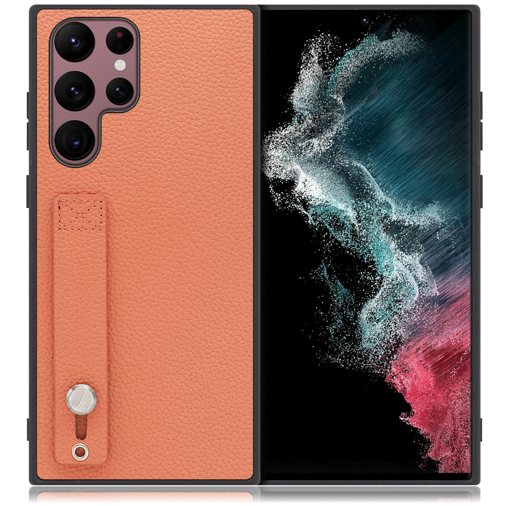 LOOF HOLD-SHELL Galaxy S22 Ultra SC-52C / SCG14 用 [フラミンゴ] 薄い 軽量 背面 本革 ケース 固定 ベルト カバー シンプル スマホケース スマホカバー