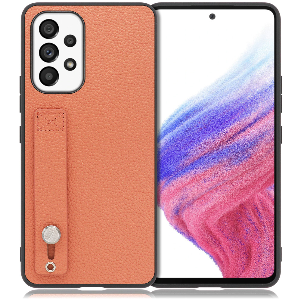 LOOF HOLD-SHELL Series Galaxy A53 5G / SCG15 / SC-53C 用 [フラミンゴ] 薄い 軽量 背面 本革 ケース 固定 ベルト カバー シンプル スマホケース スマホカバー