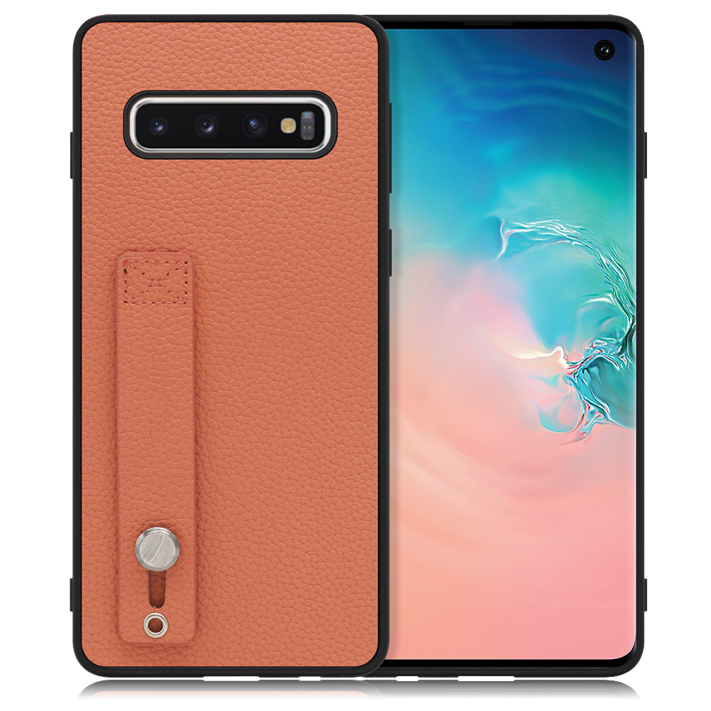 LOOF HOLD-SHELL Series Galaxy S10 / SC-03L / SCV41 用 [フラミンゴ] 薄い 軽量 背面 本革 ケース 固定 ベルト カバー シンプル スマホケース スマホカバー