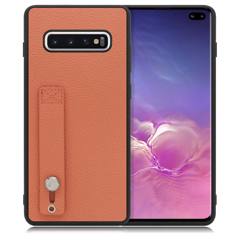 LOOF HOLD-SHELL Series Galaxy S10+ / SC-04L / SCV42 用 [フラミンゴ] 薄い 軽量 背面 本革 ケース 固定 ベルト カバー シンプル スマホケース スマホカバー