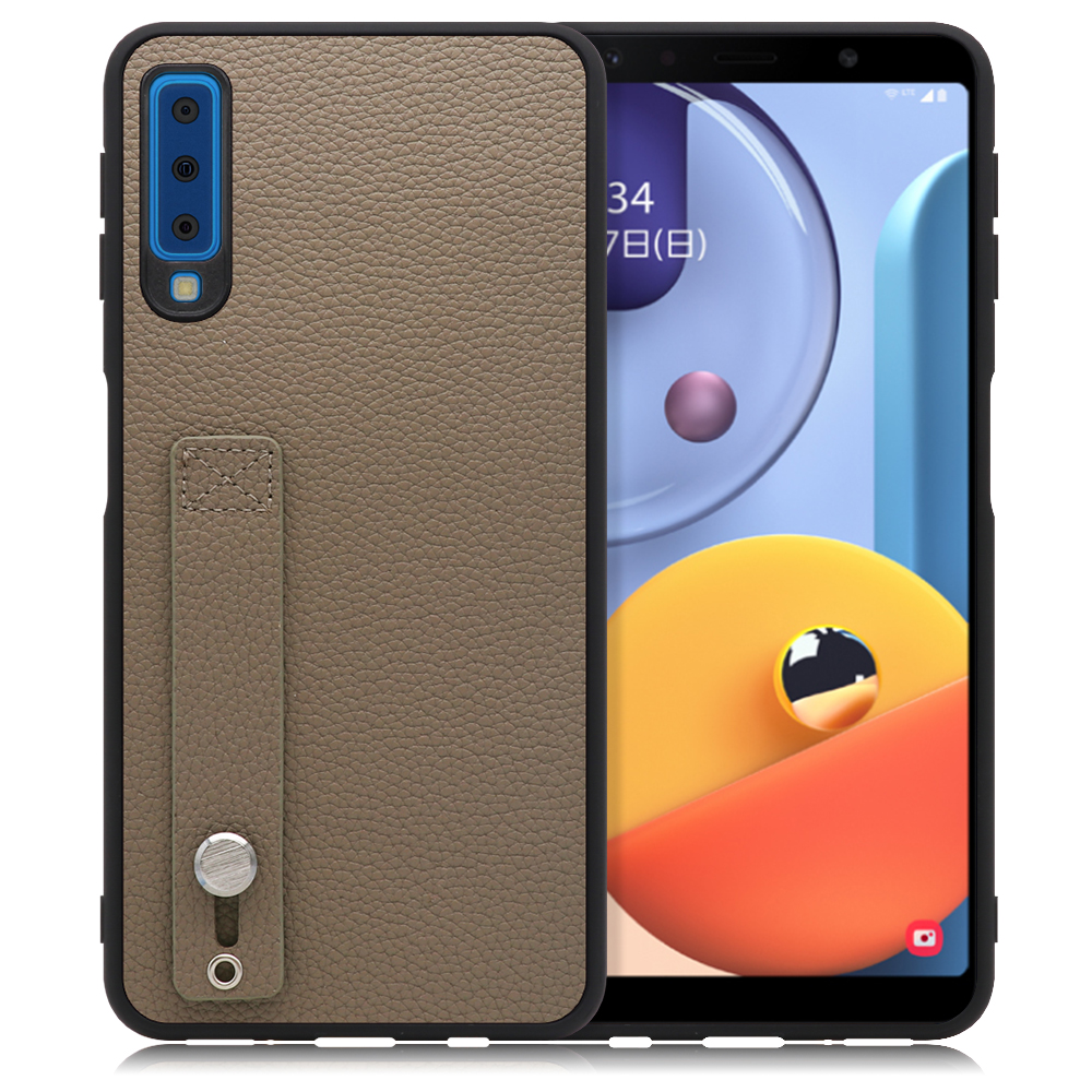 LOOF HOLD-SHELL Series Galaxy A7 / SM-A750C 用 [グレージュ] 薄い 軽量 背面 本革 ケース 固定 ベルト カバー シンプル スマホケース スマホカバー
