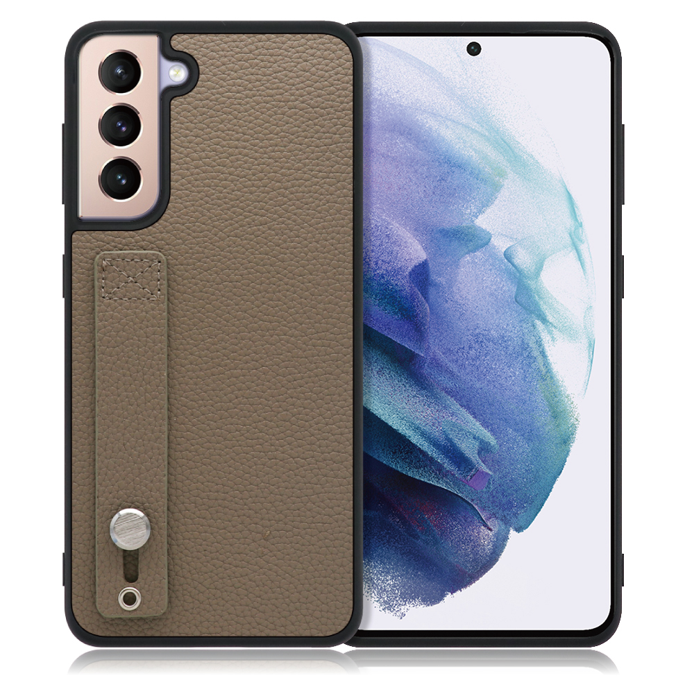 LOOF HOLD-SHELL Series Galaxy S21 5G / SC-51B / SCG09 用 [グレージュ] 薄い 軽量 背面 本革 ケース 固定 ベルト カバー シンプル スマホケース スマホカバー