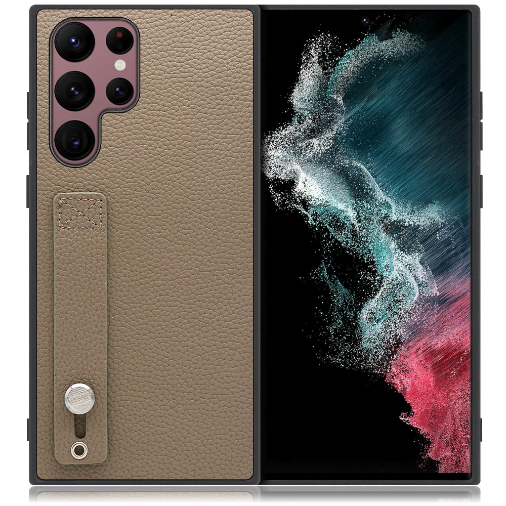 LOOF HOLD-SHELL Galaxy S22 Ultra SC-52C / SCG14 用 [グレージュ] 薄い 軽量 背面 本革 ケース 固定 ベルト カバー シンプル スマホケース スマホカバー