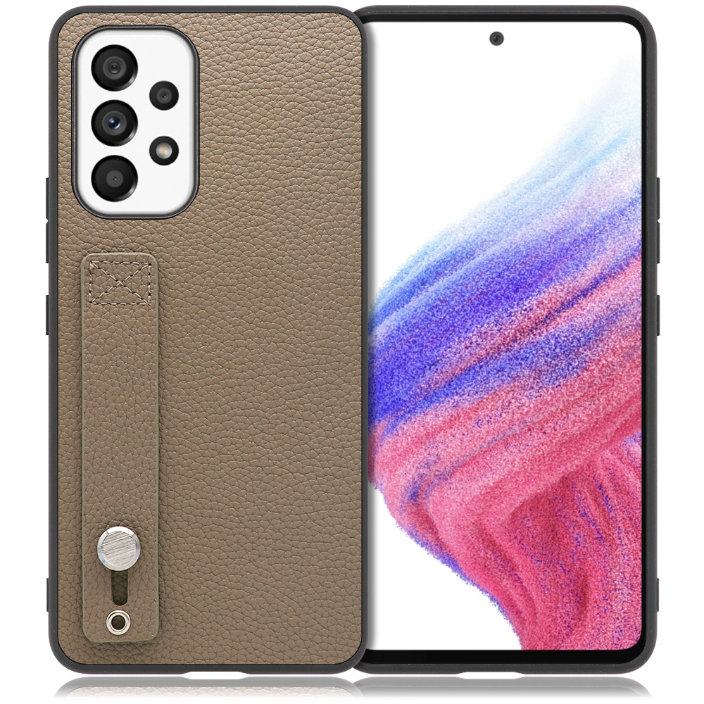 LOOF HOLD-SHELL Series Galaxy A53 5G / SCG15 / SC-53C 用 [グレージュ] 薄い 軽量 背面 本革 ケース 固定 ベルト カバー シンプル スマホケース スマホカバー