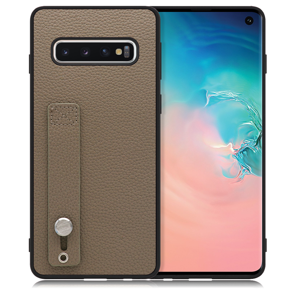LOOF HOLD-SHELL Series Galaxy S10 / SC-03L / SCV41 用 [グレージュ] 薄い 軽量 背面 本革 ケース 固定 ベルト カバー シンプル スマホケース スマホカバー